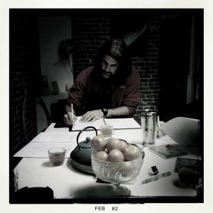 at a table read for "Good Intentions" with The One Act Players